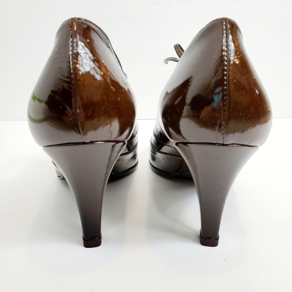 NEW Enrico Gibellieri Brown Patent Leather Heels - Picture 4 of 6